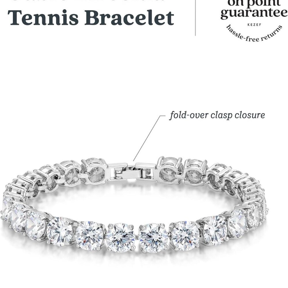 Tennis Bracelet Women - 7mm Red Cubic Zirconia Silver Plated 7 Inch with Secure - Picture 3 of 7